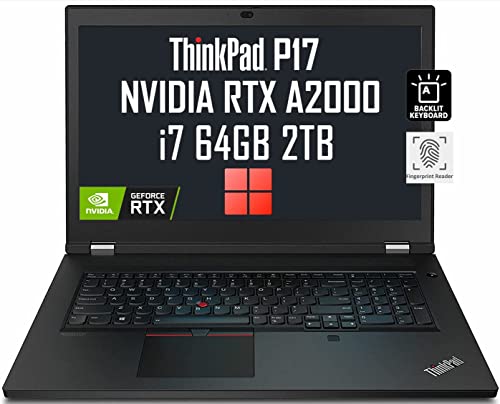 Lenovo ThinkPad P17 Gen 2 17.3" FHD (Intel 8-Core i7-11800H, 64GB RAM, 2TB PCIe SSD, RTX A2000 4GB Graphics) IPS Mobile Workstation Laptop, 2 x Thunderbolt 4, Backlit KB, Fingerprint, Win 11 Pro