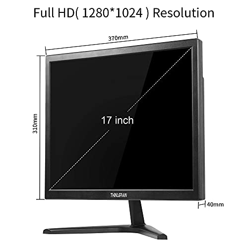 Thinlerain PC Monitor 17-inch 4:3 LED Backlit Monitor 1280 X 1024, 60 Hz Refresh Rate, 5Ms Response Time, VESA Mountable, VGA, HDMI, TN Panel, Built-in Speakers