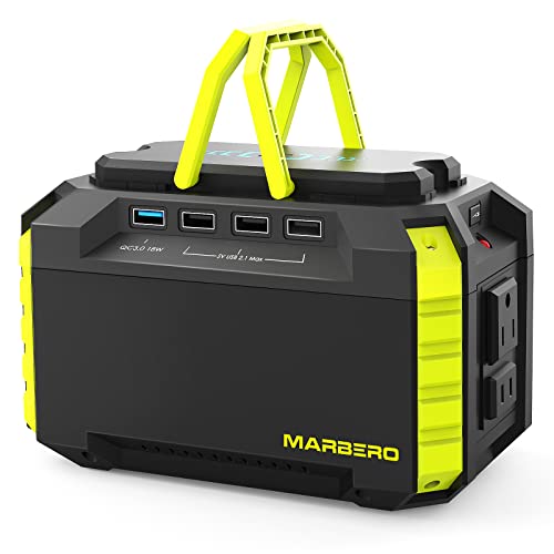 MARBERO Portable Power Station 150Wh Camping Solar Power Bank Generator Lithium Battery Power Supply with 110V/100W(Peak 150W) AC Outlet, DC Ports, USB QC 3.0 Ports LED Flashlights for CPAP Home Camping Emergency