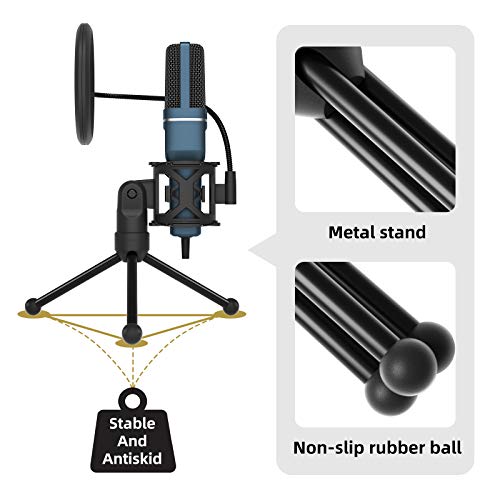 USB Microphone, TONOR Computer Cardioid Condenser PC Gaming Mic with Tripod Stand & Pop Filter for Streaming, Podcasting, Vocal Recording, Compatible with Laptop Desktop Windows Computer, TC-777