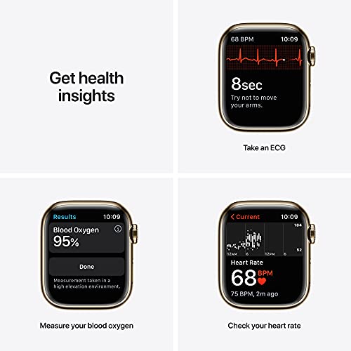 Apple Watch Series 7 [GPS + Cellular 41mm] Smart Watch w/ Gold Stainless Steel Case with Dark Cherry Sport Band. Fitness Tracker, Blood Oxygen & ECG Apps, Always-On Retina Display, Water Resistant - AOP3 EVERY THING TECH 