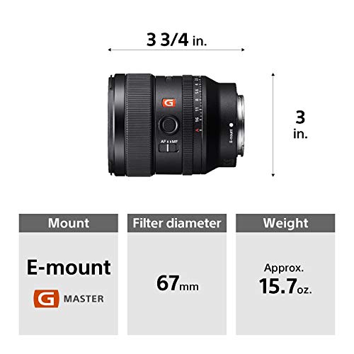 Sony E-mount FE 24mm F1.4 GM Full Frame Wide-angle Prime Lens (SEL24F14GM), Black