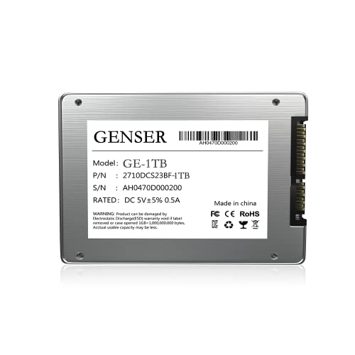 1TB 2.5'' SSD SATA 3 HD SSD 1000GB Internal Solid State Hard Disk Drive for Laptop Desktop (1TB, Silver)