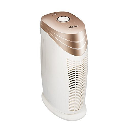 HUNTER HT1702 Air Purifier with ViRo-Silver Pre-Filter and HEPA+ Filter, for Allergies, Germs, Mold, Dust, Pets, Smoke, Pollen, Odors, for Medium Rooms, 18-Inch Rose Gold/White Air Cleaner