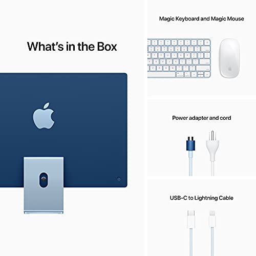 Apple 2021 iMac (24-inch, M1 chip with 8‑core CPU and 7‑core GPU, 8GB RAM, 256GB) - Blue