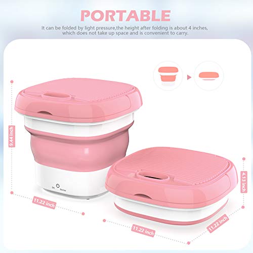 Portable Washing Machine - Foldable Mini Small Portable Washer Washing Machine for Washing Baby Clothes, Underwear or Small Item,Apartment Dorm,Travelling，Camping,Small Spaces,Gift for Friend or Family（pink)