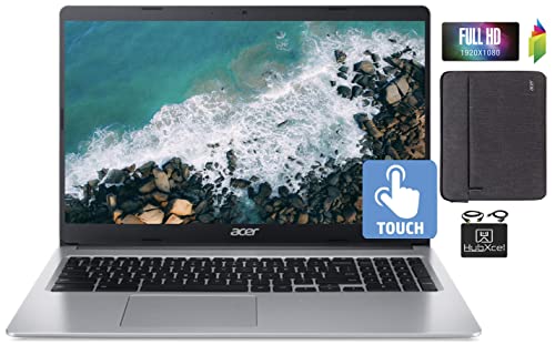 2022 Flagship Acer Chromebook 15.6" FHD 1080p IPS Touchscreen Light Laptop, Intel Celeron N4020 (Up to 2.8GHz), 4GB RAM, 64GB eMMC,HD Webcam,Gigabit WiFi, 12+ Hours Battery,Chrome OS,w/HubxcelCables