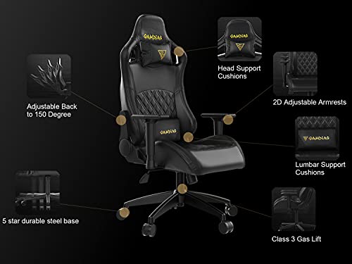 GAMDIAS Aphrodite EF1 Gaming Chair, High Back Headrest and Lumbar with Ergonomic Racing Seat, Black (Aphrodite EF1 Black/Black)