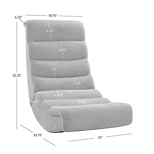 Linon Grey Sherpa Lars Gaming Rocking Chair, 8.25" Seat Height