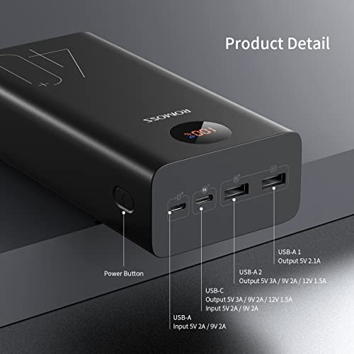 40000mAh Power Bank, ROMOSS 18W PD USB C Fast Charging Portable Charger, 3 Outputs and 2 Inputs External Battery Pack with LED Display for iPhone 12, iPad, MacBook Pro, Surface Pro 7, Samsung S21