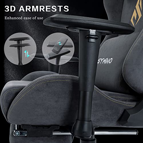 symino Gaming Chair Breathable Alcantara Office Chair Ergonomic PC Chair Racing Style Computer Chair with Adjustable Armrest, Adjustable Swivel Task Chair with Footrest