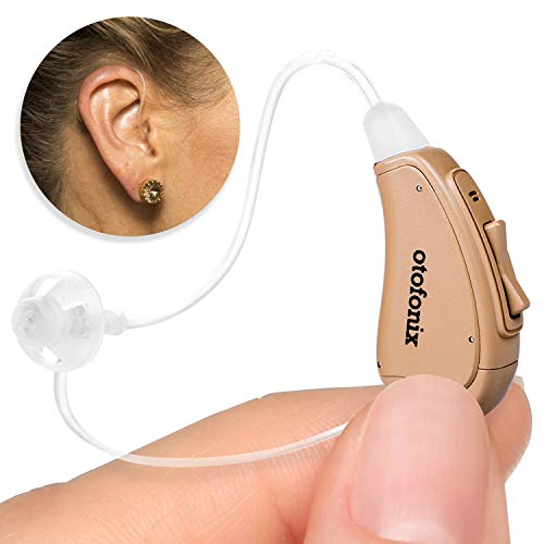Otofonix Elite Hearing Amplifier to Aid Hearing for Seniors & Adults, Noise Canceling (Left, Beige)