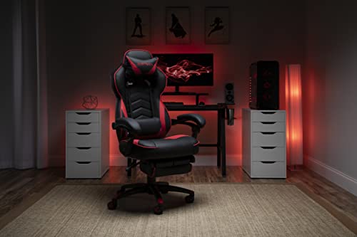 RESPAWN 110 Ergonomic Gaming Chair with Footrest Recliner - Racing Style High Back PC Computer Desk Office Chair - 360 Swivel, Adjustable Lumbar Support, Headrest Pillow, Padded Armrests - 2019 Red