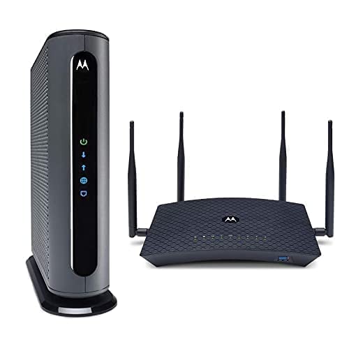Motorola MB8611 Cable Modem + AC2600 Smart Wi-Fi Router with Extended Range | Top Tier Internet Speeds | Approved for Comcast Xfinity, Charter Spectrum, and Cox – Separate Modem and Router Bundle