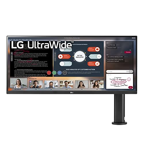 LG 34WP580-B 34 Inch 21:9 UltraWide Full HD (2560 x 1080) IPS Monitor with Ergo Stand (Extend/Retract/Swivel/Height/Tilt) HDR10, AMD FreeSync, 3-Side Virtually Borderless Display