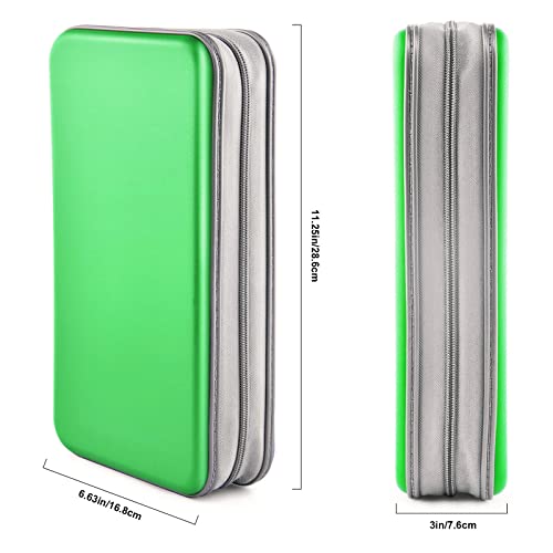 Bivisen 96 Capacity CD/DVD Case Storage Holder Binder Organizer Portable Zipper Hard Plastic CD/DVD Cases Organizer Wallet Book for Car Home Travel (Green)