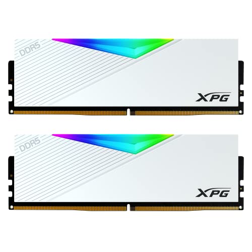 XPG Lancer DDR5 RGB 6000MHz 32GB (2x16GB) CL40-40-40 UDIMM 288-Pins Desktop SDRAM Memory RAM Kit White Heatsink (AX5U6000C4016G-DCLARWH)