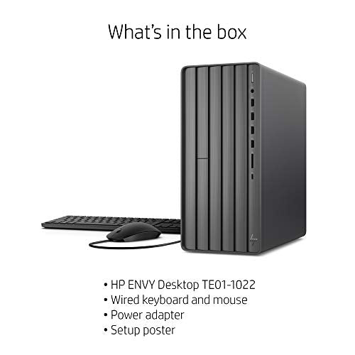 HP ENVY Desktop Computer, Intel Core i7-10700, 16 GB RAM, 1 TB Hard Drive & 512 GB SSD Storage, Windows 10 Pro (TE01-1254, 2020 Model)