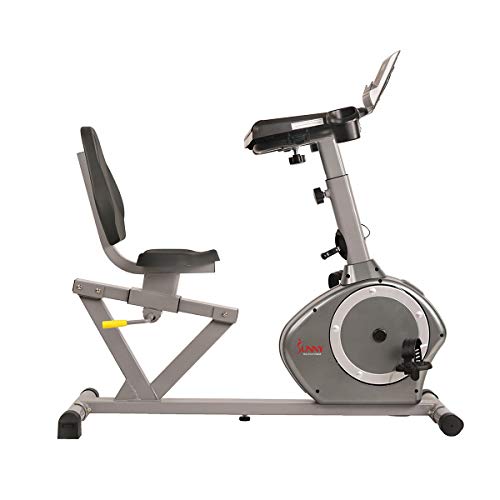 Sunny Health & Fitness Magnetic Recumbent Desk Exercise Bike, 350lb High Weight Capacity, Monitor - SF-RBD4703,Gray