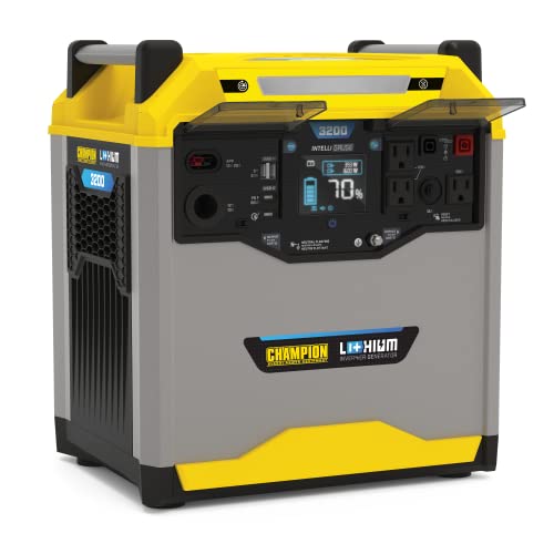Champion Power Equipment 100593 3276-Wh Power Station 3200/1600-Watt Portable Lithium-Ion Battery Solar Generator