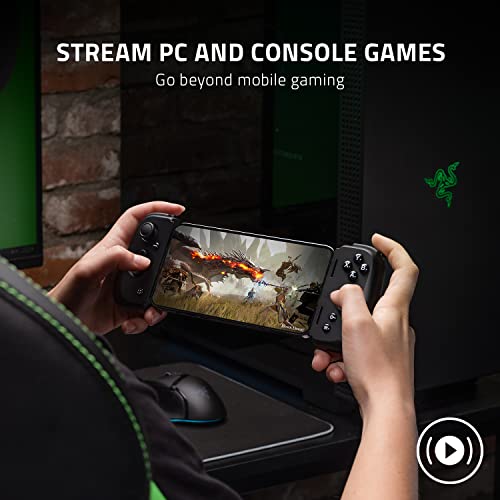 Razer Kishi V2 Mobile Gaming Controller for iPhone: Console Quality Controls - Universal Fit with Extendable Bridge - Stream PC, Xbox, PlayStation Games - Customizable Triggers - Ergonomic Design