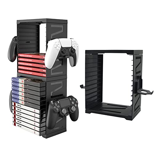 Game Storage Tower Universal Video Game Storage for 24 Games Storage Stand Compatible with PS5 PS4 Xbox Nintendo Switch Games Gamer Gifts