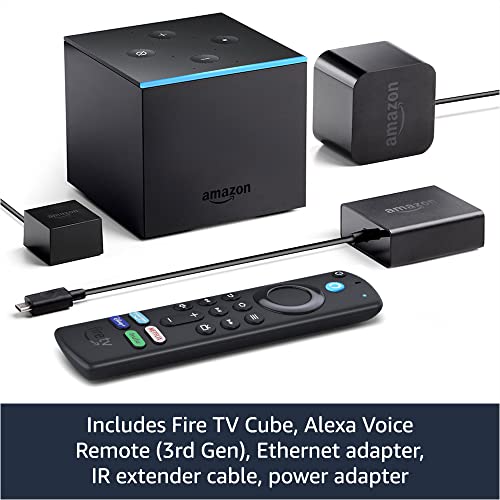 Fire TV Cube, Hands-free streaming device with Alexa, 4K Ultra HD, includes latest Alexa Voice Remote