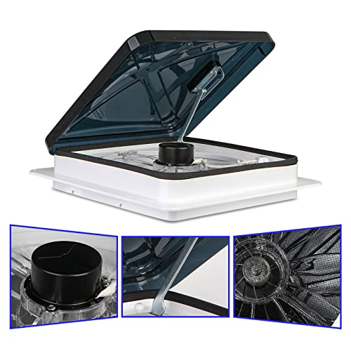 Starvent RV Roof Vent Fan 6 Speed Reversible 12V Motor 14" x 14" Manual Lift Smoke Lid