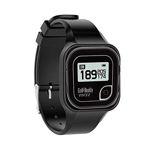 Golf Buddy Voice 2 Talking GPS Rangefinder (Bundle), Long Lasting Battery Golf Distance Range Finder & Silicon Strap Wristband (Voice 2, Black Voice 2 + Black Wristband)