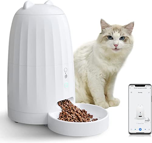 Automatic Cat Feeder App Control - Wi-Fi Enabled Smart Cat Food Dispenser with Music & Timer Setting, Auto Dog Feeder 1-10 Meals, Voice Record, BPA-Free, 4L for Small & Medium Pets