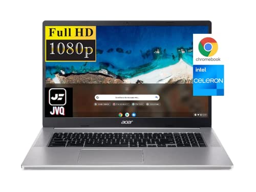 Newest Acer Chromebook 17.3" FHD Laptop Computer, Intel Celeron N4500(Up to 2.8GHz), 4GB LPDDR4X, 320GB Space(64GB eMMC+256GB Card), WiFi 6, Bluetooth, Webcam, USB Type-C, Silver, Chrome OS+JVQ MP