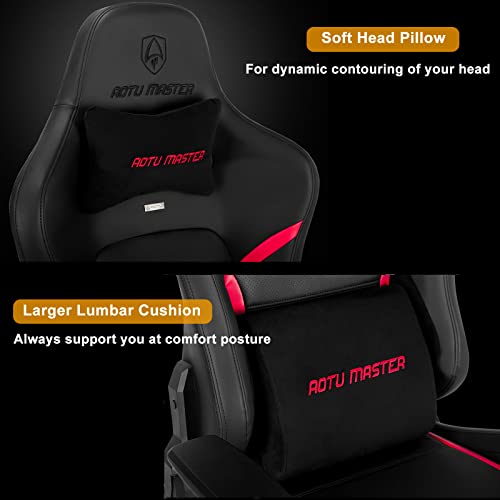 AOTU Ergonomic Gaming Chair Office Chair PC Chair with Footrest, High-Back Racing Computer Desk Chair, Height Adjustable Swivel Recliner, Soft Head Pillow & Large Lumbar Support （Black & Red）