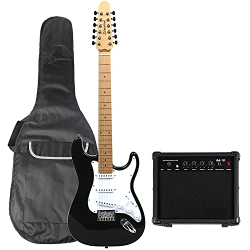 Starshine 12 String Electric Guitar,Solid Body ST Electric Guitar,Guitar Gift Set with Roasted Maple Neck and Fingerboard Guitar fits for Beginner, Intermediate (with Amp, Gig Bag, Cable and Wrench)