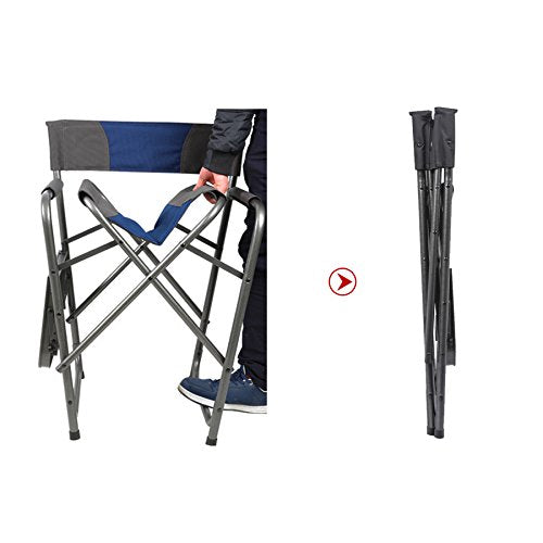 Portal Steel Frame Folding Outdoor Director's Camping Chair with Side Table, Blue/Grey