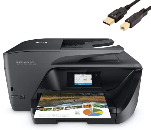HP OfficeJet Pro 69 Series, All-in-One Wireless Inkjet Printer, HP Instant Ink, Scan and Copy with Mobile Printing, Auto 2-Sided Printing, Black, with MTC Printer Cable
