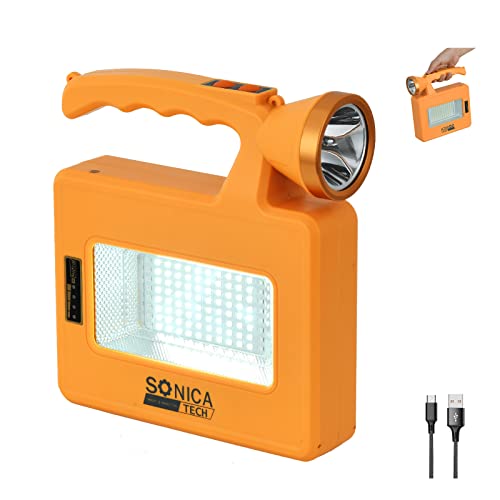 Solar Flashlights Portable Handheld Work Lamp Outdoor Camping Lantern 7200 mAH 6 Modes Rechargeable Multifunction Lights for Camping, Hiking