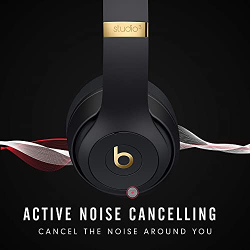 Beats Studio3 Wireless Noise Cancelling Over-Ear Headphones - Apple W1 Headphone Chip, Class 1 Bluetooth, 22 Hours of Listening Time, Built-in Microphone - Midnight Black (Latest Model) (Renewed)