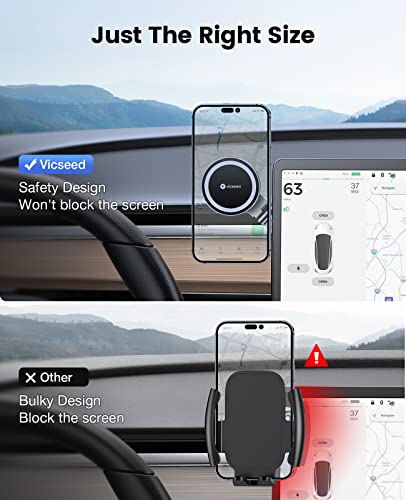 VICSEED Tesla Phone Mount【Strongest Magnet Power】MagSafe Car Mount for Tesla Model 3 Model Y, Foldable Hidden Tesla Phone Holder Fit for All Phone, Tesla Model 3 Accessories, Tesla Model Y Accessories