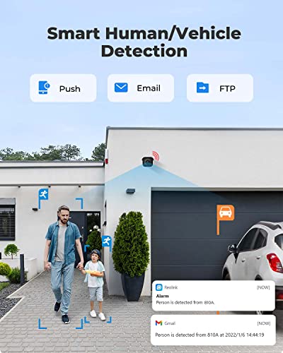 REOLINK 4K Outdoor Cameras for Home Security, Surveillance IP PoE Camera, Smart Human/Vehicle Detection, Work with Smart Home, Timelapse, 2X RLC-810A Bundle 2X RLC-810A-Black