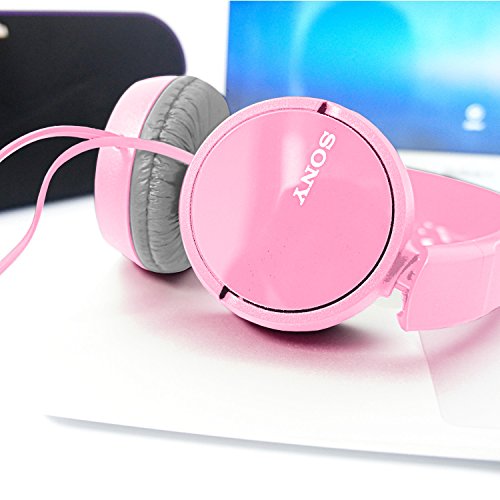 SONY Over Ear Best Stereo Extra Bass Portable Foldable Headphones Headset for Apple iPhone iPod/Samsung Galaxy / mp3 Player / 3.5mm Jack Plug Cell Phone (Rose)