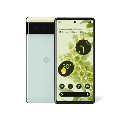 Google Pixel 6 – 5G Android Phone - Unlocked Smartphone with Wide and Ultrawide Lens - 128GB - Sorta Seafoam & Pixel 6 Case - Phone Case with Dual-Layer Shock-Absorbing Protection - Stormy Sky