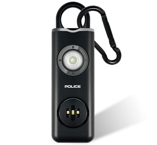 POLICE Personal Alarm Keychain for Women – 130dB Siren Alarm, LED Flashlight with Strobe Light Rechargeable Safety Alarm- Black