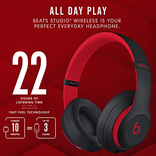 Beats Studio3 Wireless Noise Cancelling Over-Ear Headphones - Apple W1 Headphone Chip, Matte Black (Latest Model) (Renewed)