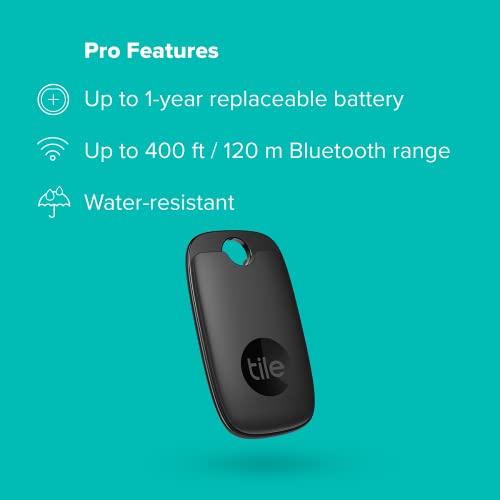 Tile Pro (2022) 1-Pack. Powerful Bluetooth Tracker, Keys Finder and Item Locator for Keys, Bags, and More; Up to 400 ft Range. Water-Resistant. Phone Finder. iOS and Android Compatible.