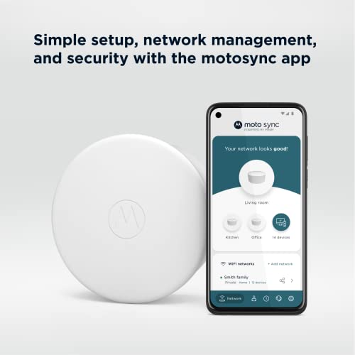 Motorola Q11 Mesh WiFi 6 System | Fast Reliable WiFi, Quick Easy Setup, Auto Security, Parental Controls, Advanced Motosync App | Replaces Router and Extender | AX3000 WiFi (One Pack)