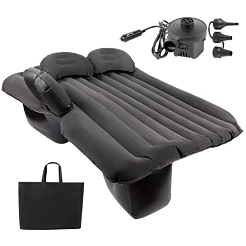 Zone Tech Inflatable Car Travel Air Mattress Back Seat – Pump Kit Premium Quality- Vacation Camping-Sleep Blow Up Pad Car Bed Back Seat Inflatable Air Mattress with 2 Air Pillows Car SUV Universal Fit