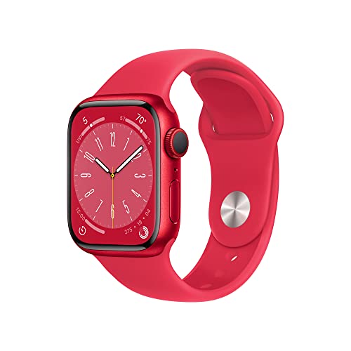 Apple Watch Series 8 [GPS + Cellular 41mm] Smart watch w/ PRODUCT)RED Aluminum Case w/ (PRODUCT)RED Sport Band-S/M. Fitness Tracker, Blood Oxygen & ECG Apps, Always-On Retina Display, Water Resistant