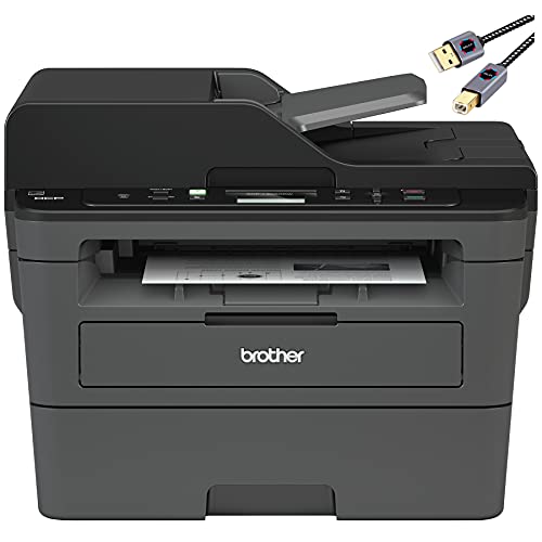 Brother L-2550DW Monochrome All-in-One Laser Printer I Print Copy Scan I Wireless I Auto 2-Sided Printing I Print Up to 36 Pages/Min I Up to 250 Sheets/Tray I 50-Sheet ADF + Printer Cable