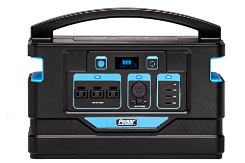 Pulsar Portable Power Station PPS1000, 888Wh Lithium Battery Backup, 1000W Pure Since Wave AC Outlets, USB C, Solar Generator Power Supply for Outdoor Camping Travel Hunting Fishing Emergency