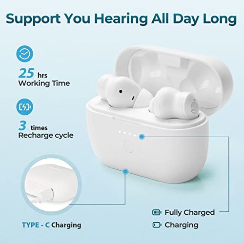 Maihear Rechargeable Bluetooth Hearing Aids with APP Control for Seniors Adults, Personal Digital Hearing Amplifiers Sound Device with Earbuds for Feedback Reduction Noise Cancelling 1 Pair